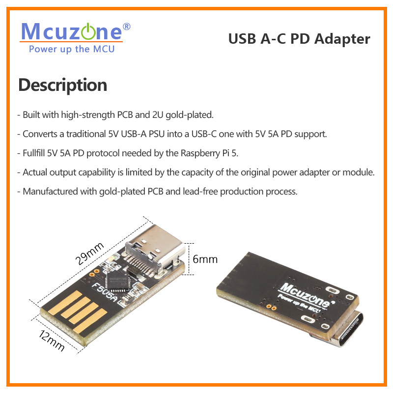 Raspberry Pi5 USB A-C PD Adapt - Banana Pi Bpi-M5 recension och pris